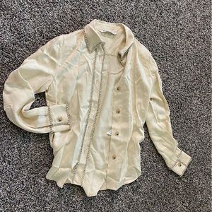 Satin rhinestone blouse